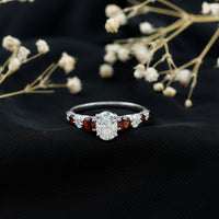 1.2 Carat Certified Moissanite Oval Engagement Ring with Garnet