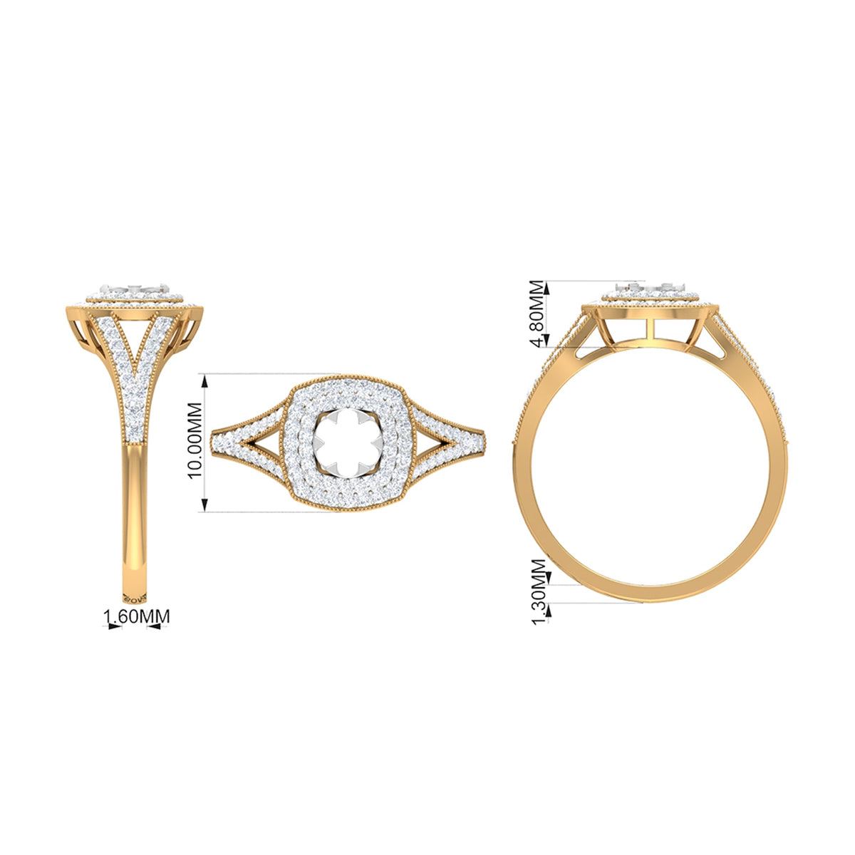 Vintage Looking Diamond Engagement Ring with Split Shank