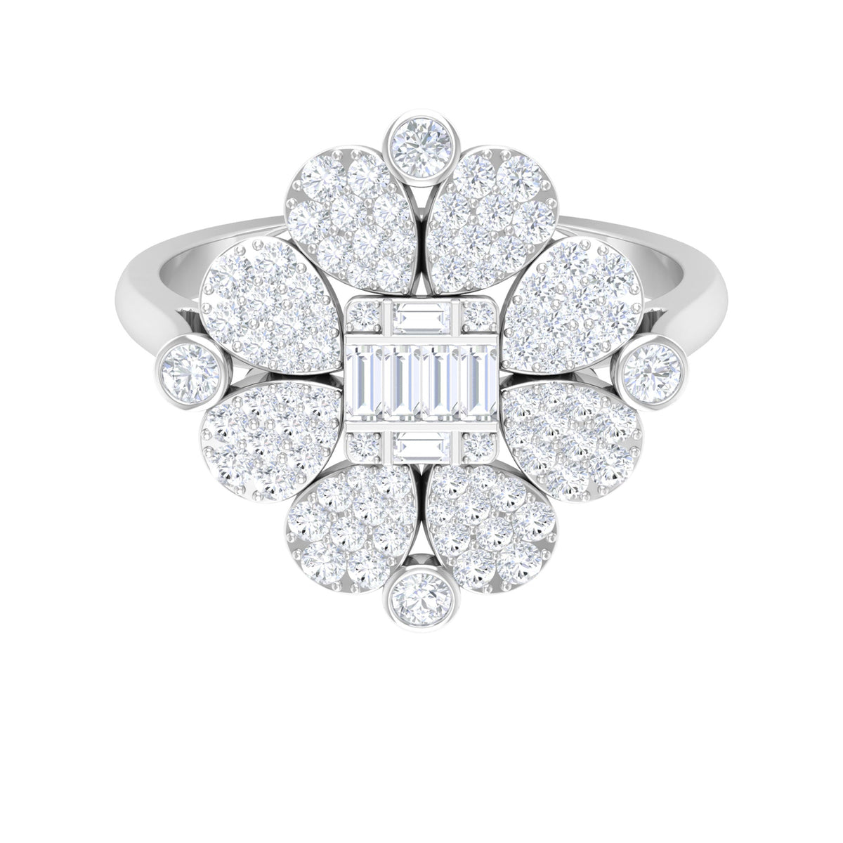 Natural Diamond Statement Engagement Ring in Illusion Set