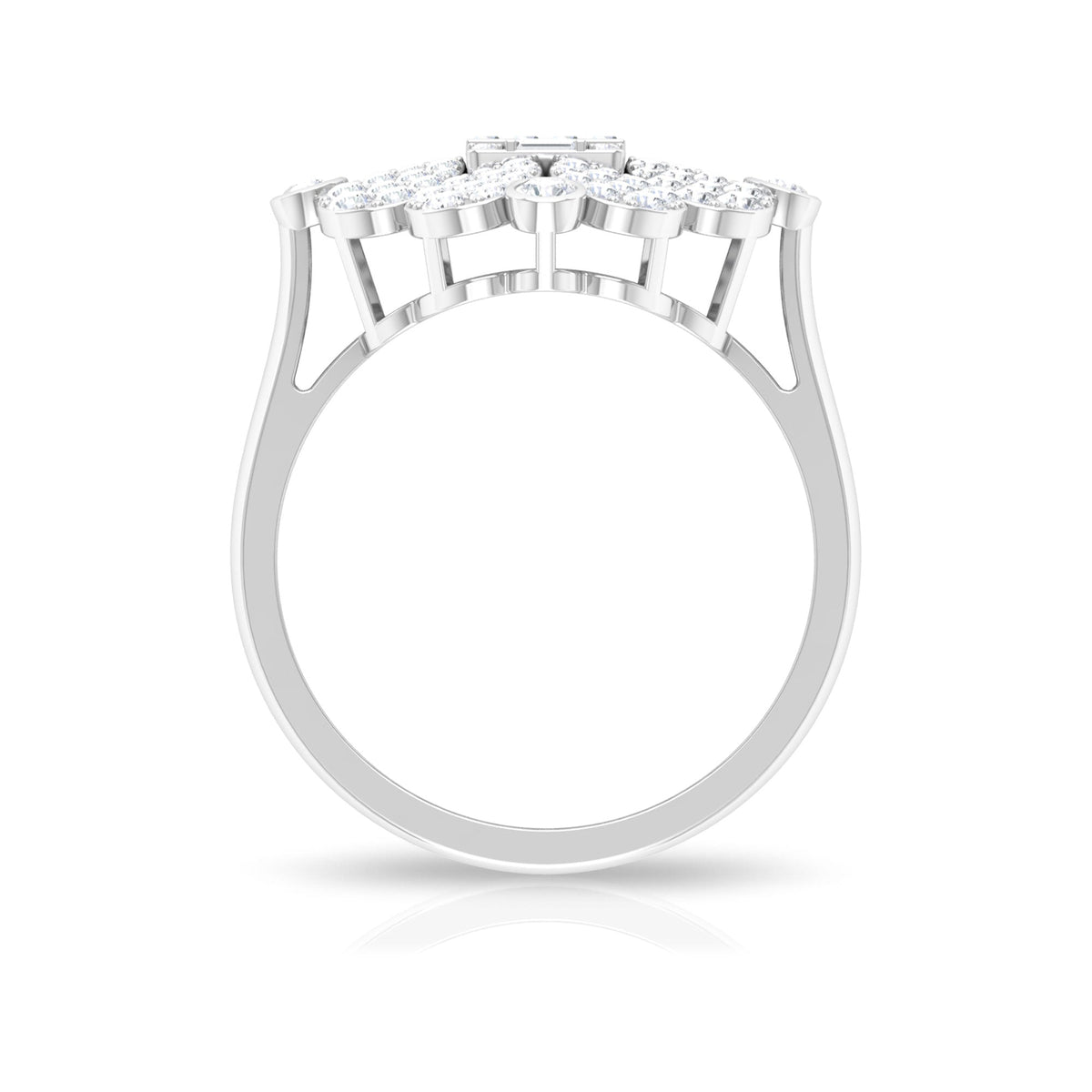 Natural Diamond Statement Engagement Ring in Illusion Set