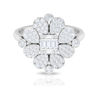 Natural Diamond Statement Engagement Ring in Illusion Set