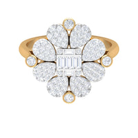 Natural Diamond Statement Engagement Ring in Illusion Set