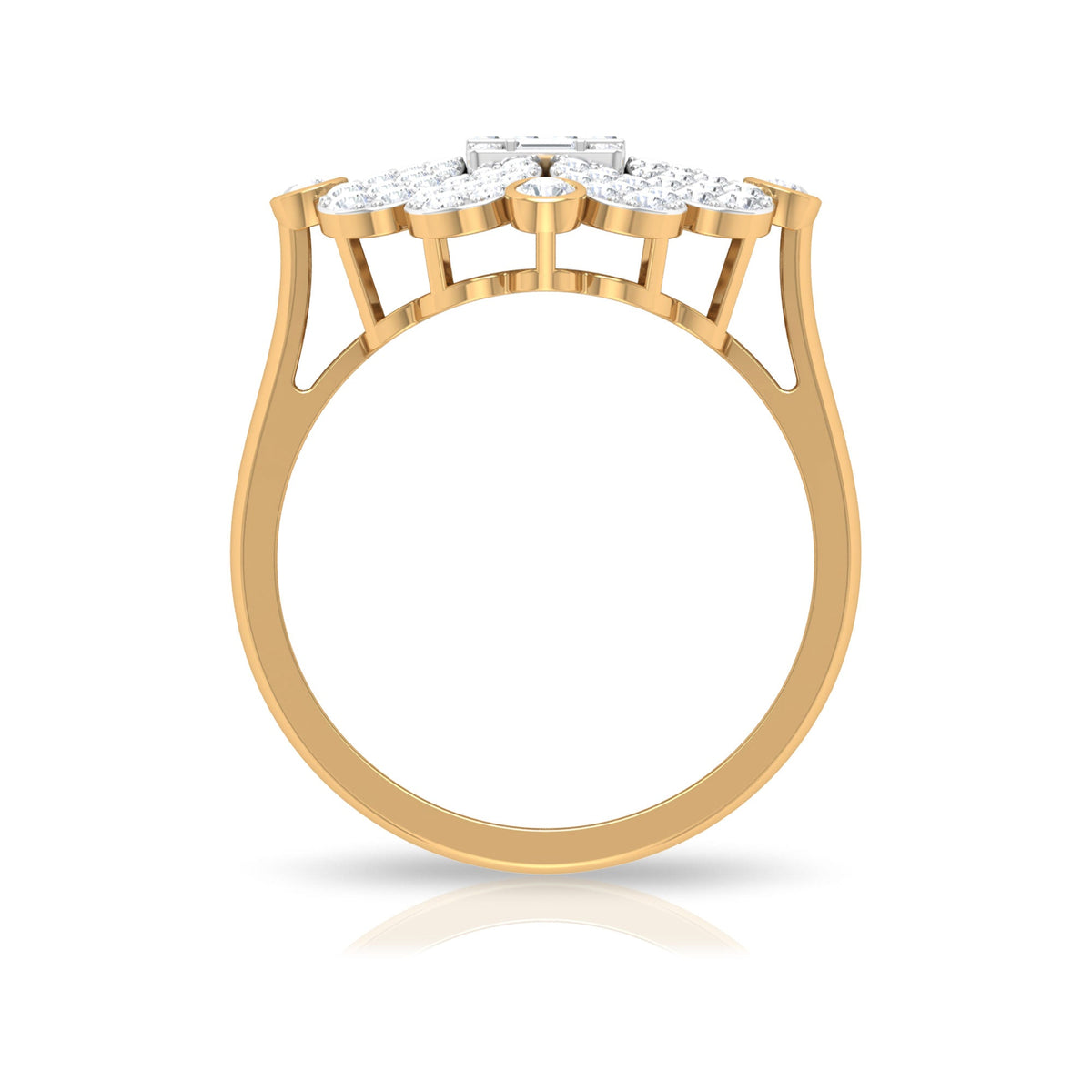Natural Diamond Statement Engagement Ring in Illusion Set