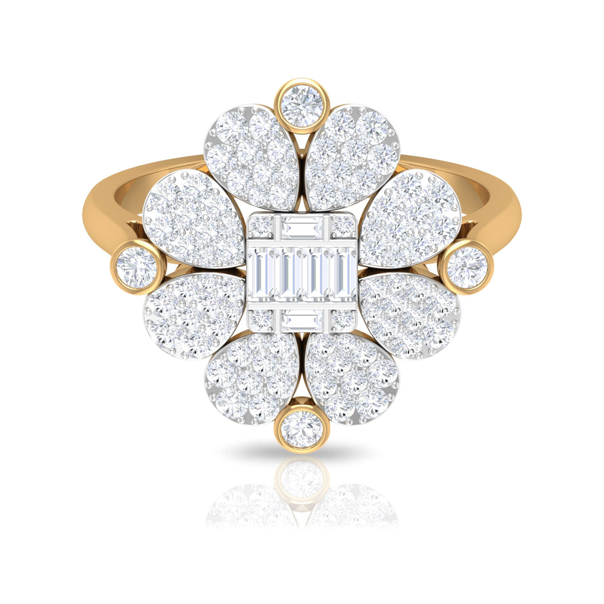 Natural Diamond Statement Engagement Ring in Illusion Set