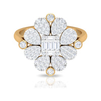 Natural Diamond Statement Engagement Ring in Illusion Set