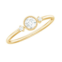 Minimal diamond promise ring in bezel setting by Rosec Jewels, showcasing a sleek gold band with a small sparkling diamond.