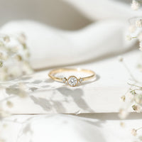 Minimal diamond promise ring in bezel setting by Rosec Jewels, featuring a sleek band with a small sparkling diamond.