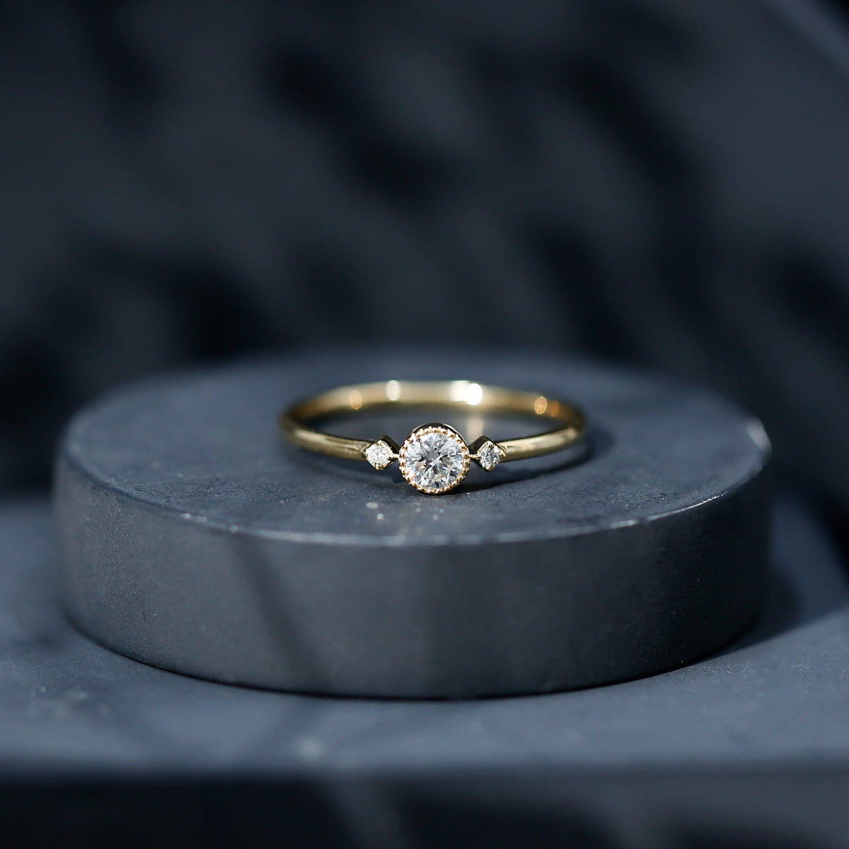 Minimal diamond promise ring in bezel setting with sleek band, crafted by Rosec Jewels, showcasing elegant fine jewelry design.