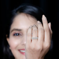 Marquise and Round Moissanite Half Eternity Ring