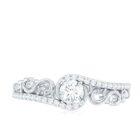 Vintage Style Diamond Engagement Ring with Bypass Shank