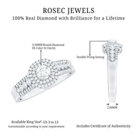 Certified Diamond Halo Engagement Ring For Women