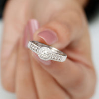 Certified Diamond Halo Engagement Ring For Women