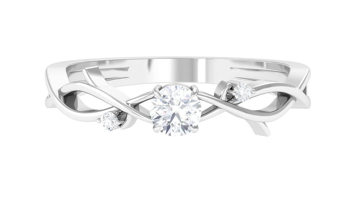 Natural Diamond Promise Ring with Crossover Shank