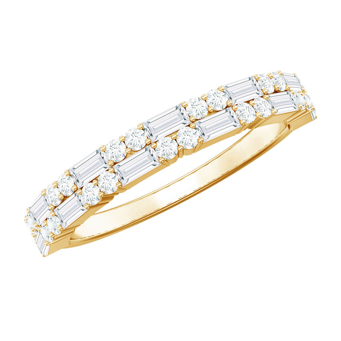 Natural diamond half eternity ring in east-west style by Rosec Jewels, showcasing sparkling diamonds on a sleek band.
