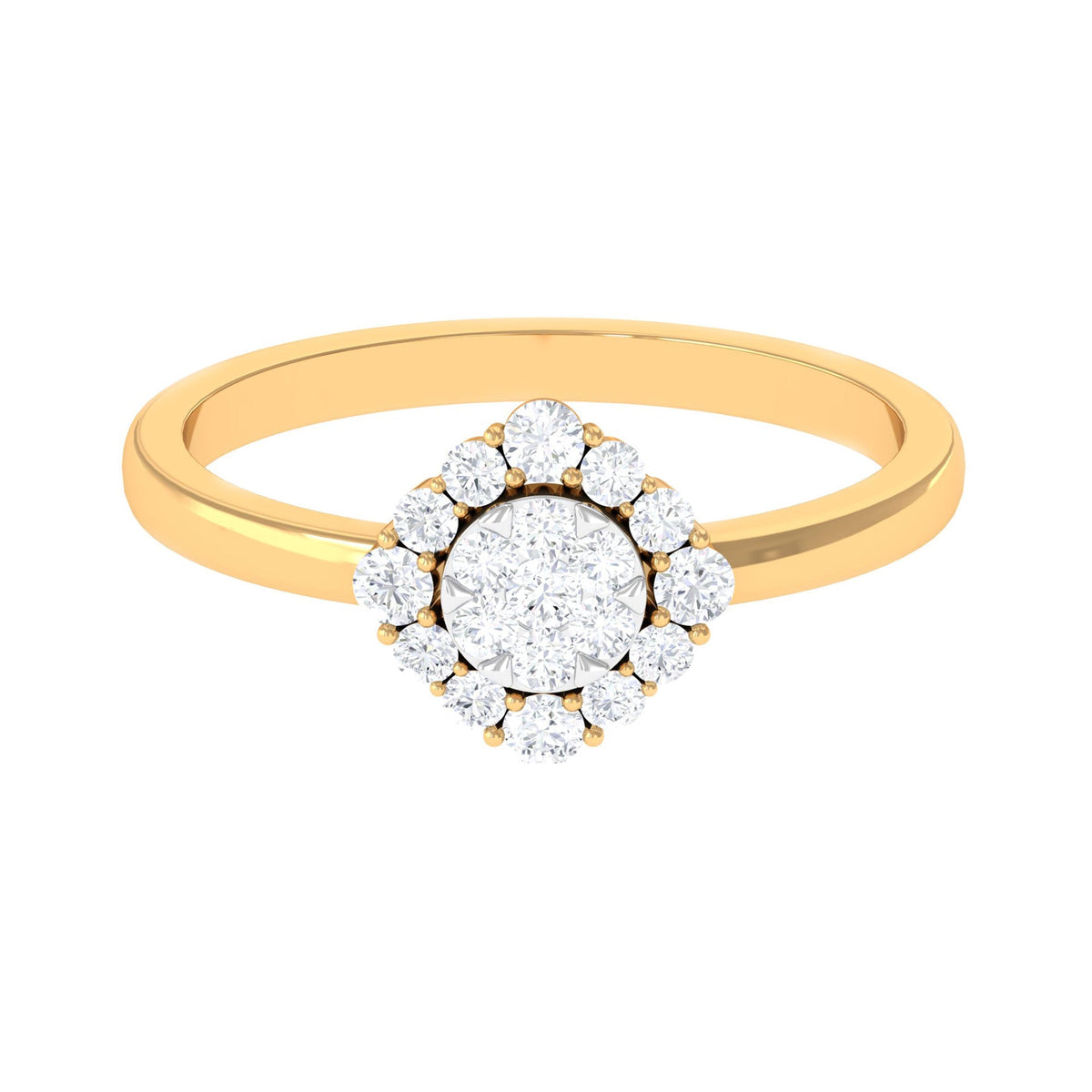 Natural Diamond Classic Engagement Ring with Halo