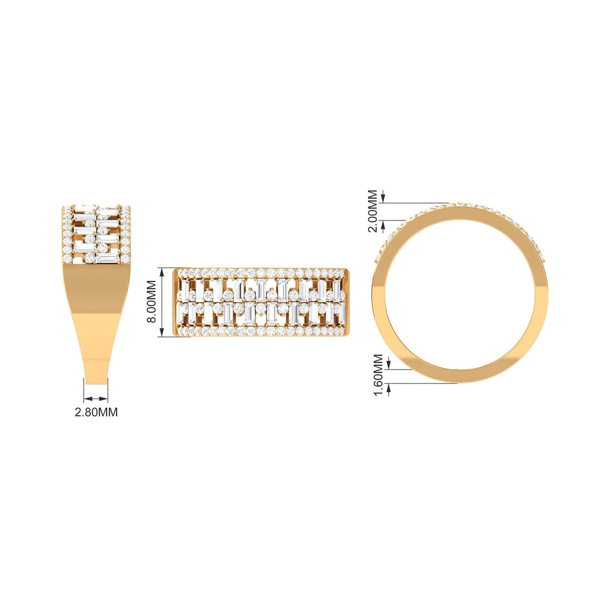 Certified Natural Diamond Wide Wedding Band