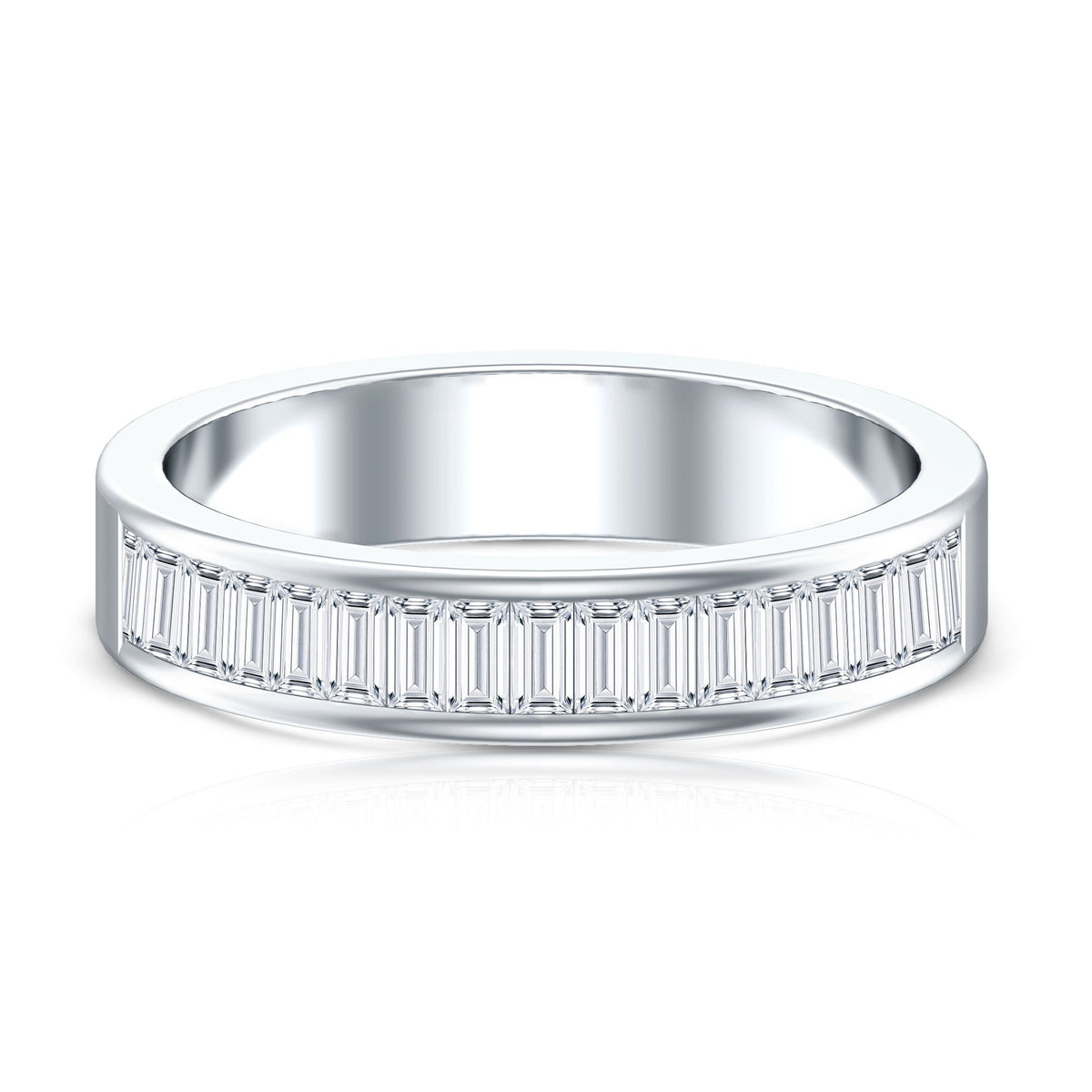 1 CT Baguette Cut Lab Grown Diamond Half Eternity Band