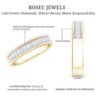 1 CT Baguette Cut Lab Grown Diamond Half Eternity Band
