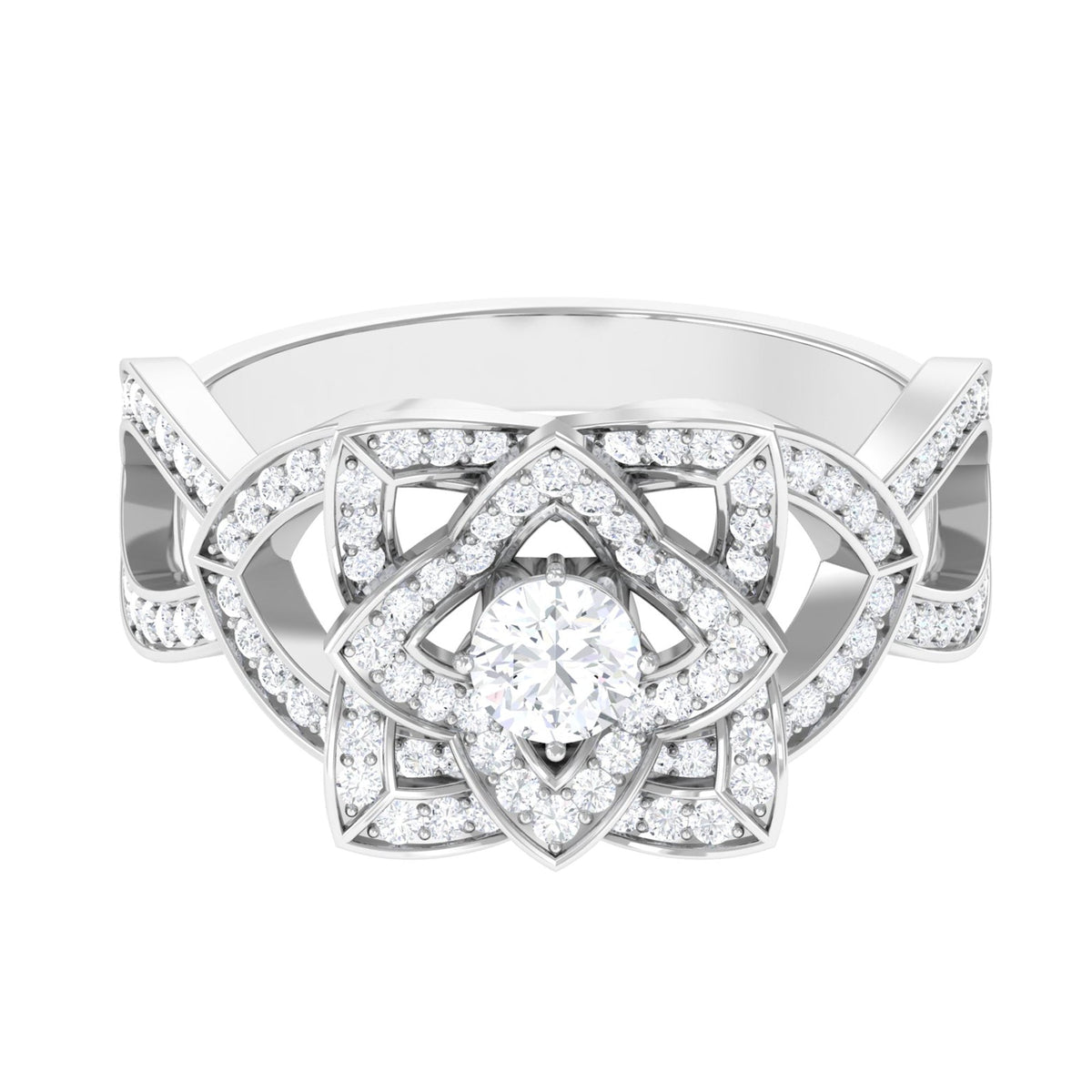 Genuine Diamond Blooming Flower Engagement Ring for Women