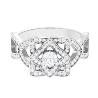 Genuine Diamond Blooming Flower Engagement Ring for Women