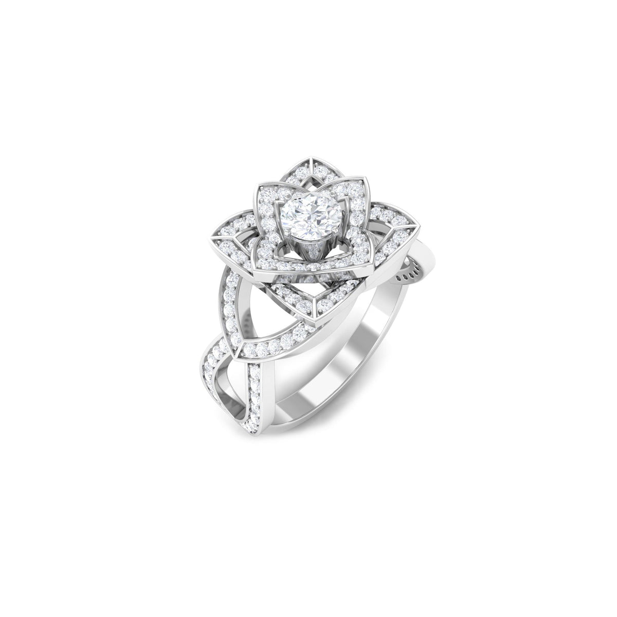 Genuine Diamond Blooming Flower Engagement Ring for Women