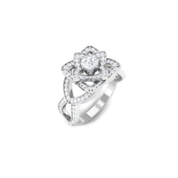 Genuine Diamond Blooming Flower Engagement Ring for Women