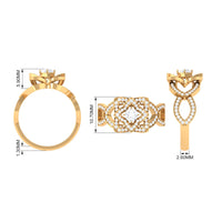 Genuine Diamond Blooming Flower Engagement Ring for Women