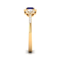 Blue sapphire princess cut engagement ring with diamond accents by Rosec Jewels, showcasing the elegant blue sapphire centerpiece.