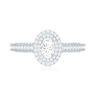 Diamond Double Halo Engagement Ring with Beaded Detailing