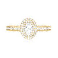 Diamond Double Halo Engagement Ring with Beaded Detailing
