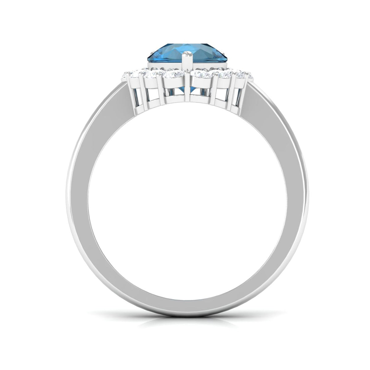 7x10mm Pear Shape London Blue Topaz Halo Engagement Ring with Diamond