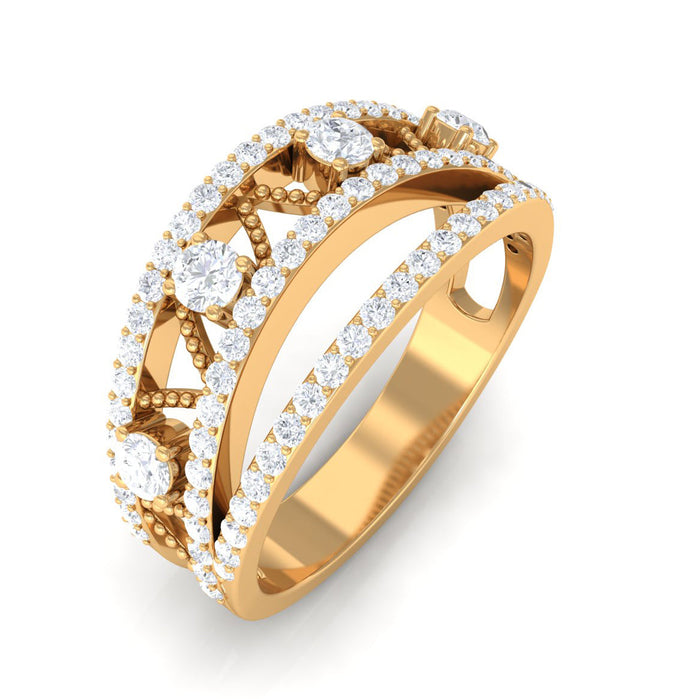 Rosec Jewels diamond wedding band ring with certificate, showcasing a sleek design and sparkling diamonds in the image.