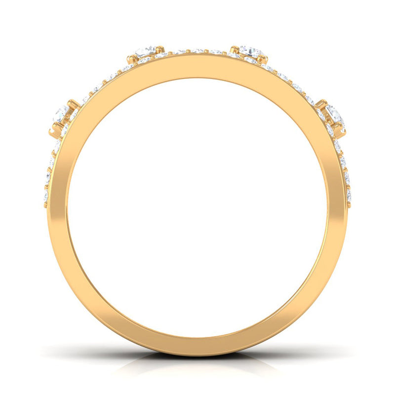 Elegant diamond wedding band by Rosec Jewels featuring sparkling diamonds and a certification, shown in close-up.