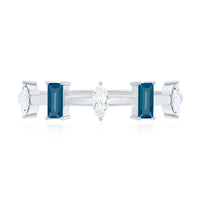 Baguette London Blue Topaz and Marquise Diamond Half Eternity Ring