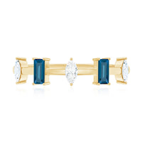 Baguette London Blue Topaz and Marquise Diamond Half Eternity Ring