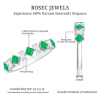 Certified Real Princess Cut Emerald Half Eternity Anniversary Ring