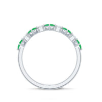 Certified Real Princess Cut Emerald Half Eternity Anniversary Ring