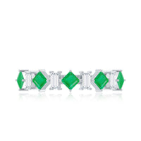 Certified Real Princess Cut Emerald Half Eternity Anniversary Ring