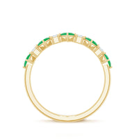 Certified Real Princess Cut Emerald Half Eternity Anniversary Ring