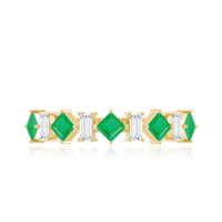 Certified Real Princess Cut Emerald Half Eternity Anniversary Ring