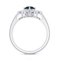 London Blue Topaz Floral Engagement Ring with Diamond