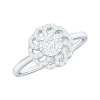 Certified Natural Diamond Flower Engagement Ring in Illusion Set