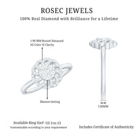 Certified Natural Diamond Flower Engagement Ring in Illusion Set