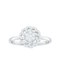 Certified Natural Diamond Flower Engagement Ring in Illusion Set