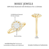 Certified Natural Diamond Flower Engagement Ring in Illusion Set