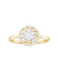 Certified Natural Diamond Flower Engagement Ring in Illusion Set