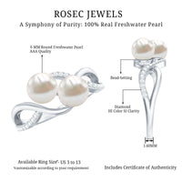 Cultured Freshwater Pearl Toi Et Moi Engagement Ring with Diamond