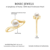 Cultured 2.2 Carat Freshwater Pearl Engagement Ring with Bypass Shank