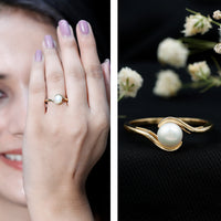 Cultured 2.2 Carat Freshwater Pearl Engagement Ring with Bypass Shank