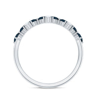 Pear Shape London Blue Topaz Half Eternity Band with Lab Made Diamond